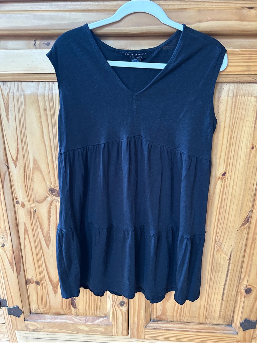 Social Standard by Sanctuary Take Me Away Tiered Tee Dress Black